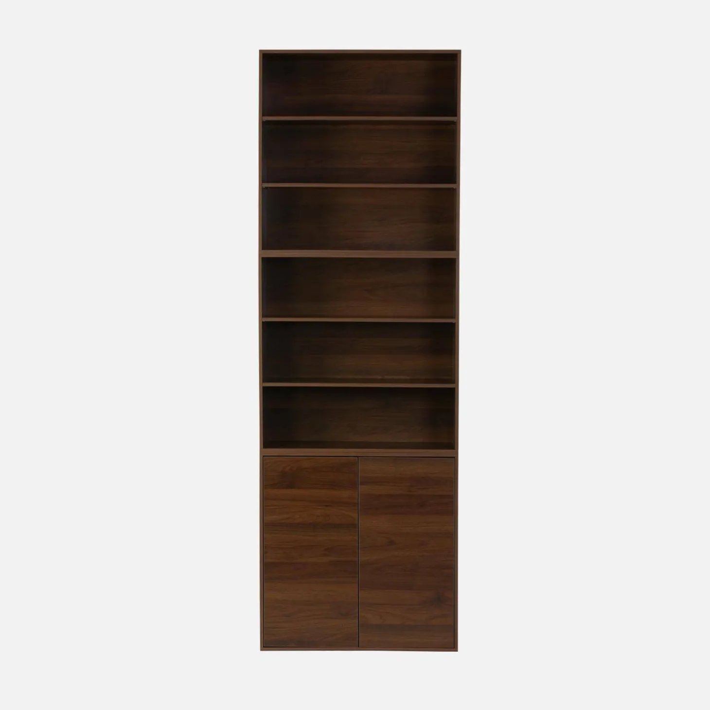Estantería, biblioteca modular con 3 elementos, 2 puertas y 6 estantes