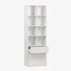 Estantería, biblioteca modular con 3 cajones y 8 nichos