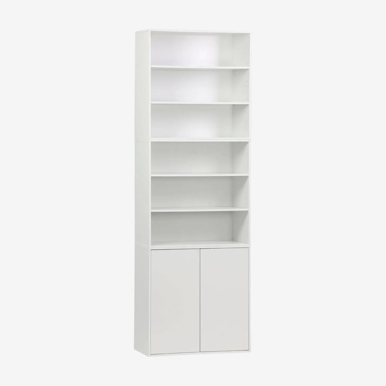 Estantería, biblioteca modular con 3 elementos, 2 puertas y 6 estantes