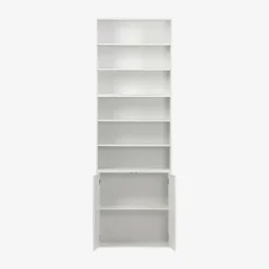 Estantería, biblioteca modular con 3 elementos, 2 puertas y 6 estantes