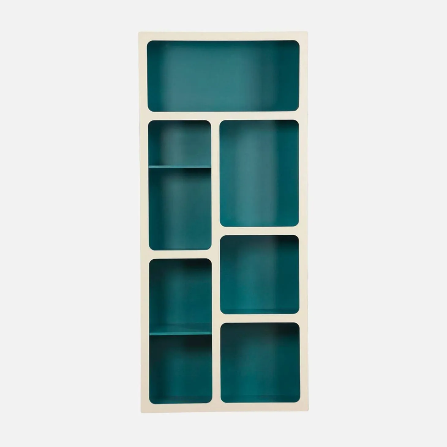 Estantería biblioteca orgánica decoración madera bicolor y 8 compartimentos