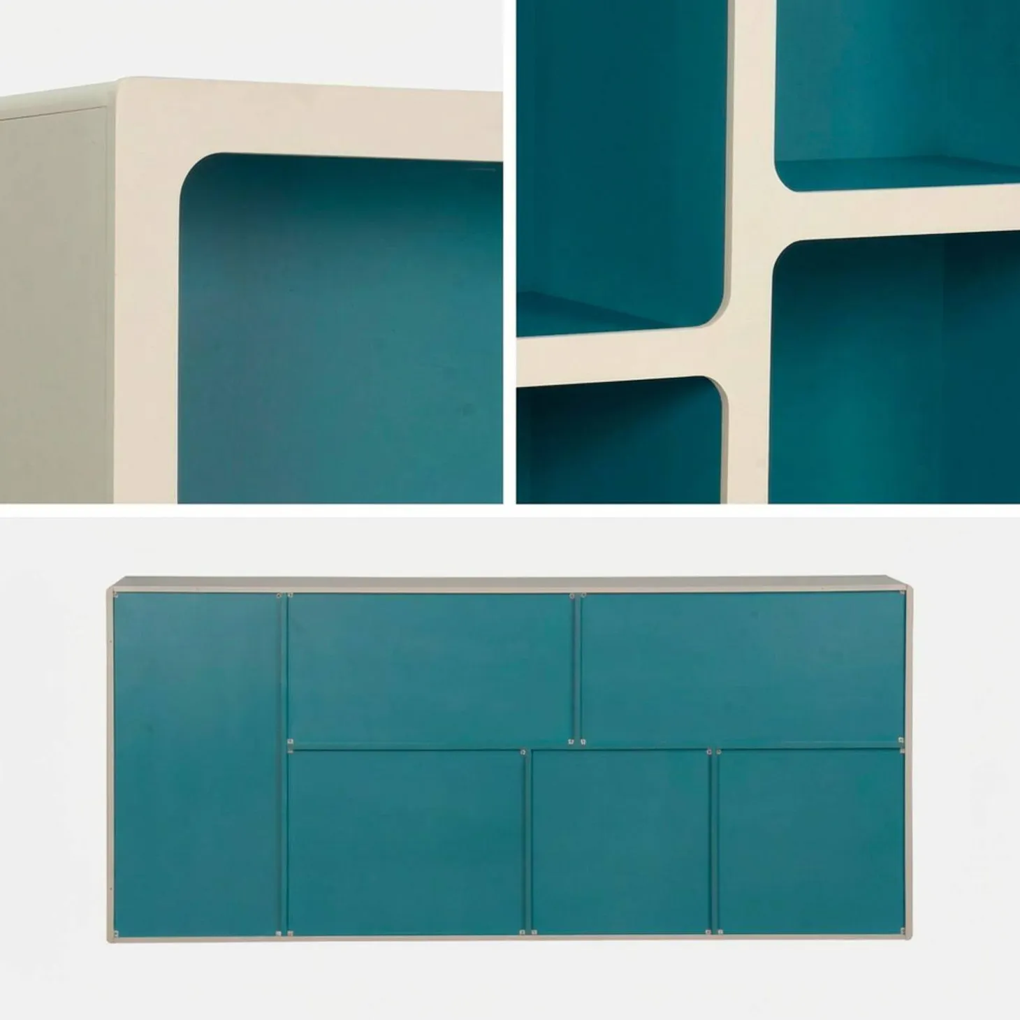 Estantería biblioteca orgánica decoración madera bicolor y 8 compartimentos