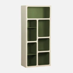 Estantería biblioteca orgánica decoración madera bicolor y 8 compartimentos