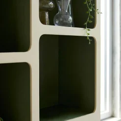 Estantería biblioteca orgánica decoración madera bicolor y 8 compartimentos