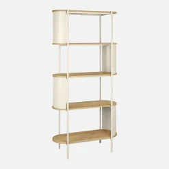 Estantería de biblioteca de metal curvado, 5 niveles