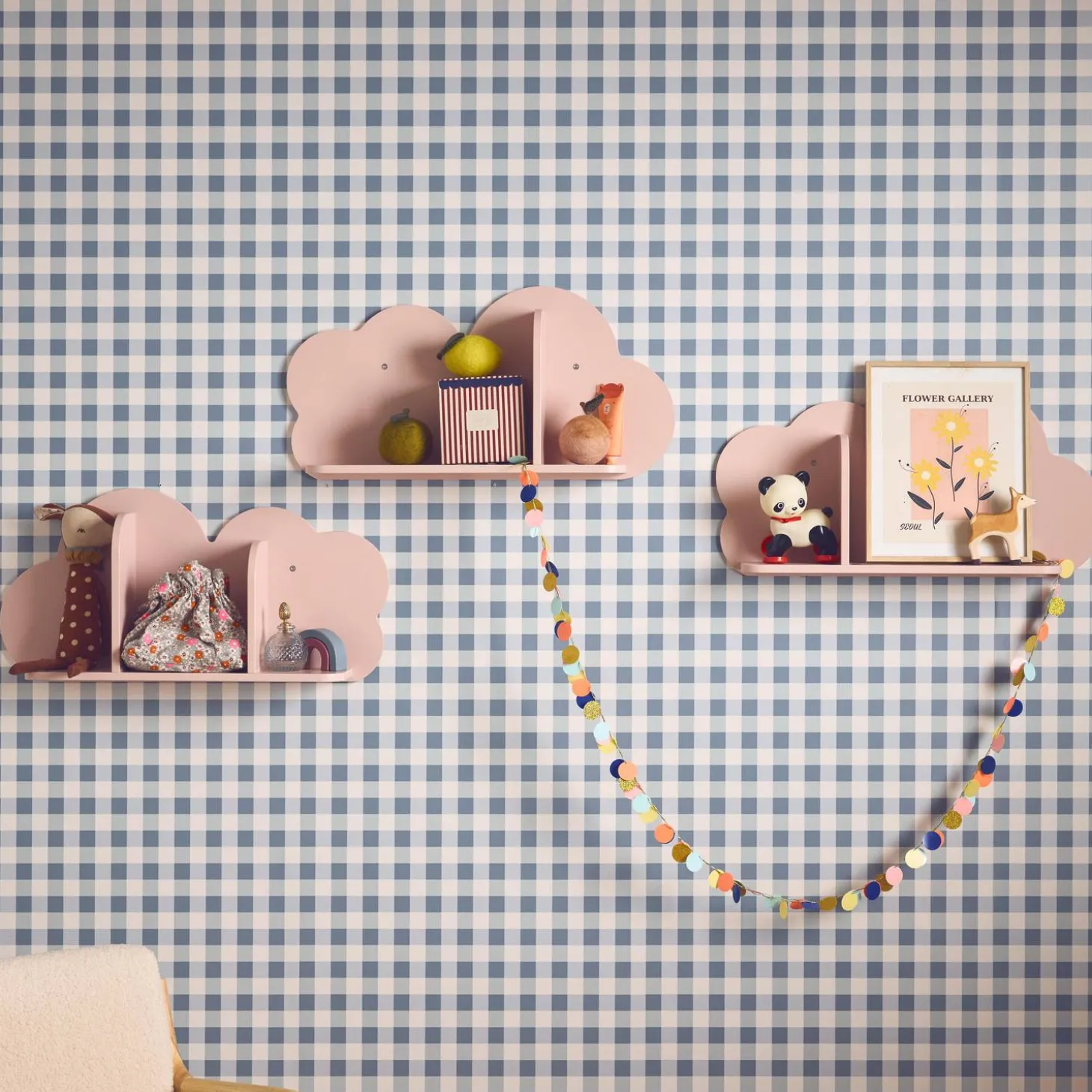 Estantería de pared nube para dormitorio infantil, set de 3