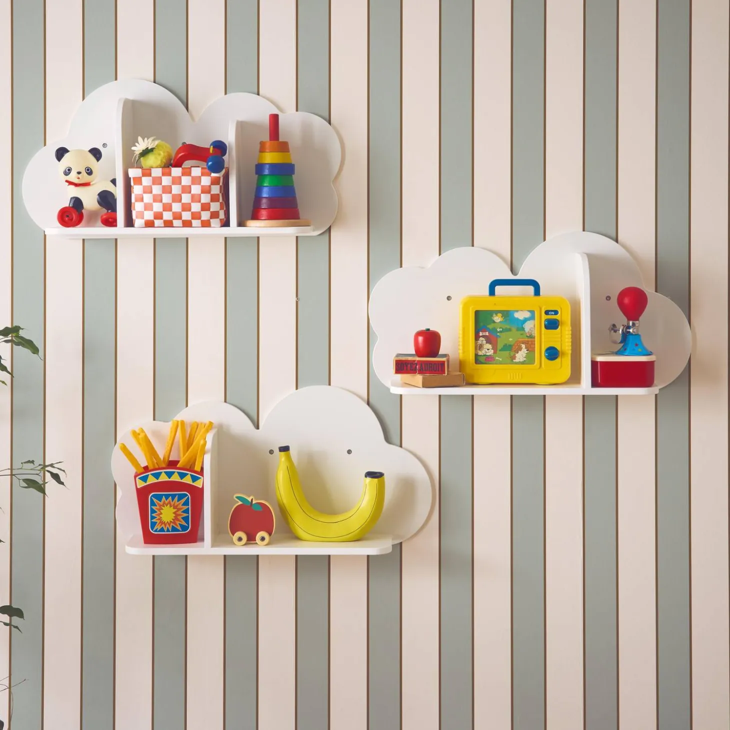 Estantería de pared nube para dormitorio infantil, set de 3