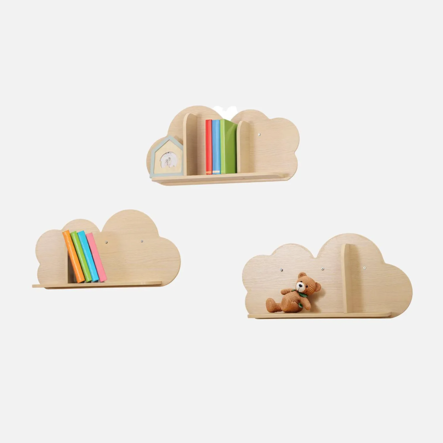 Estantería de pared nube para dormitorio infantil, set de 3