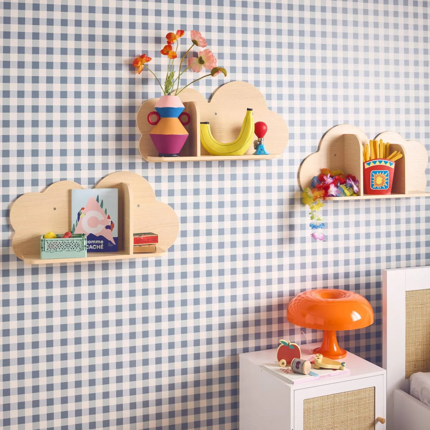 Estantería de pared nube para dormitorio infantil, set de 3