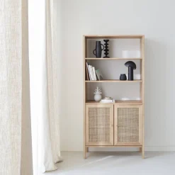 Estantería efecto madera y caña con 4 niveles