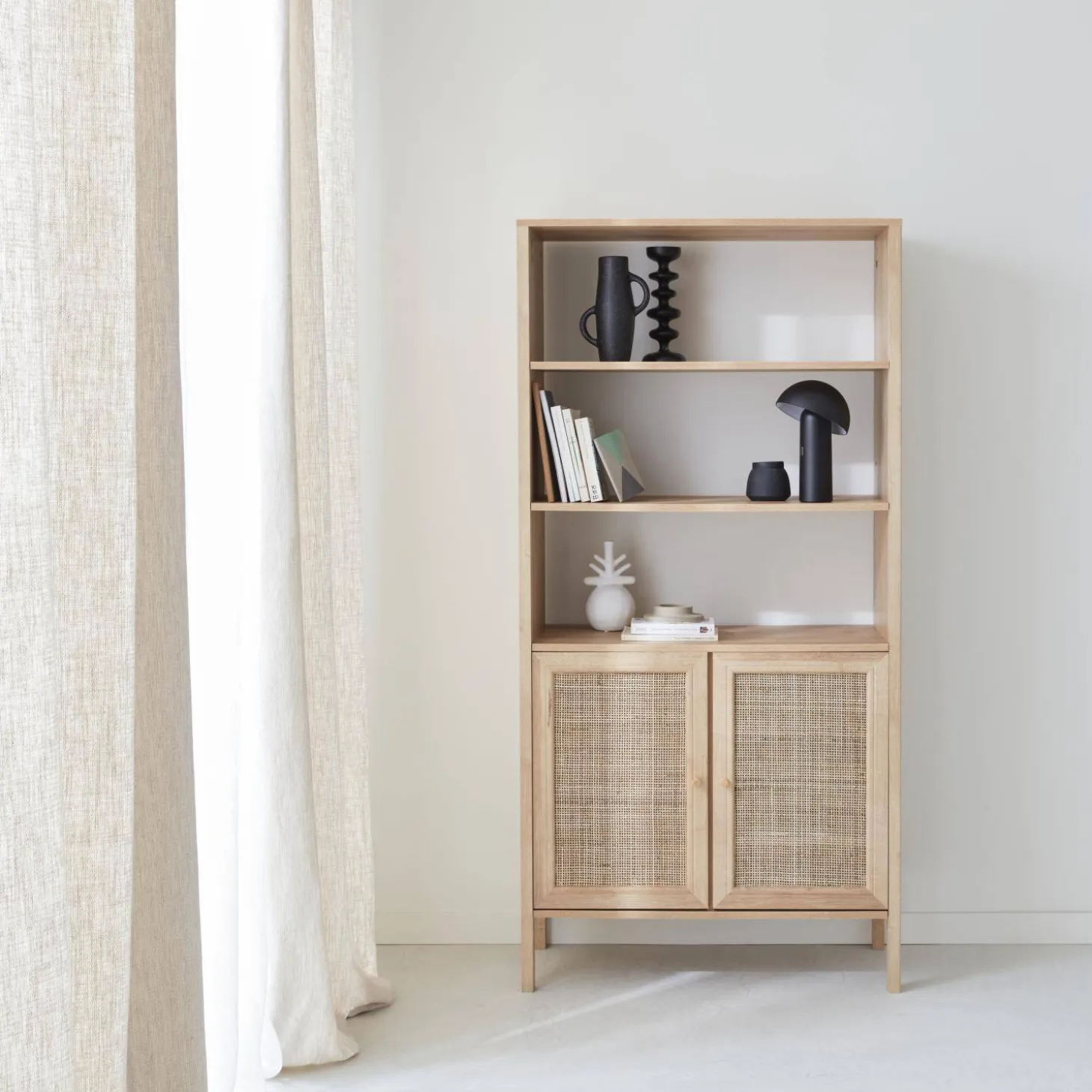 Estantería efecto madera y caña con 4 niveles