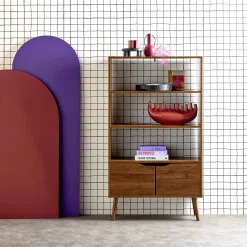 Estantería efecto nogal, 2 puertas, 3 niveles