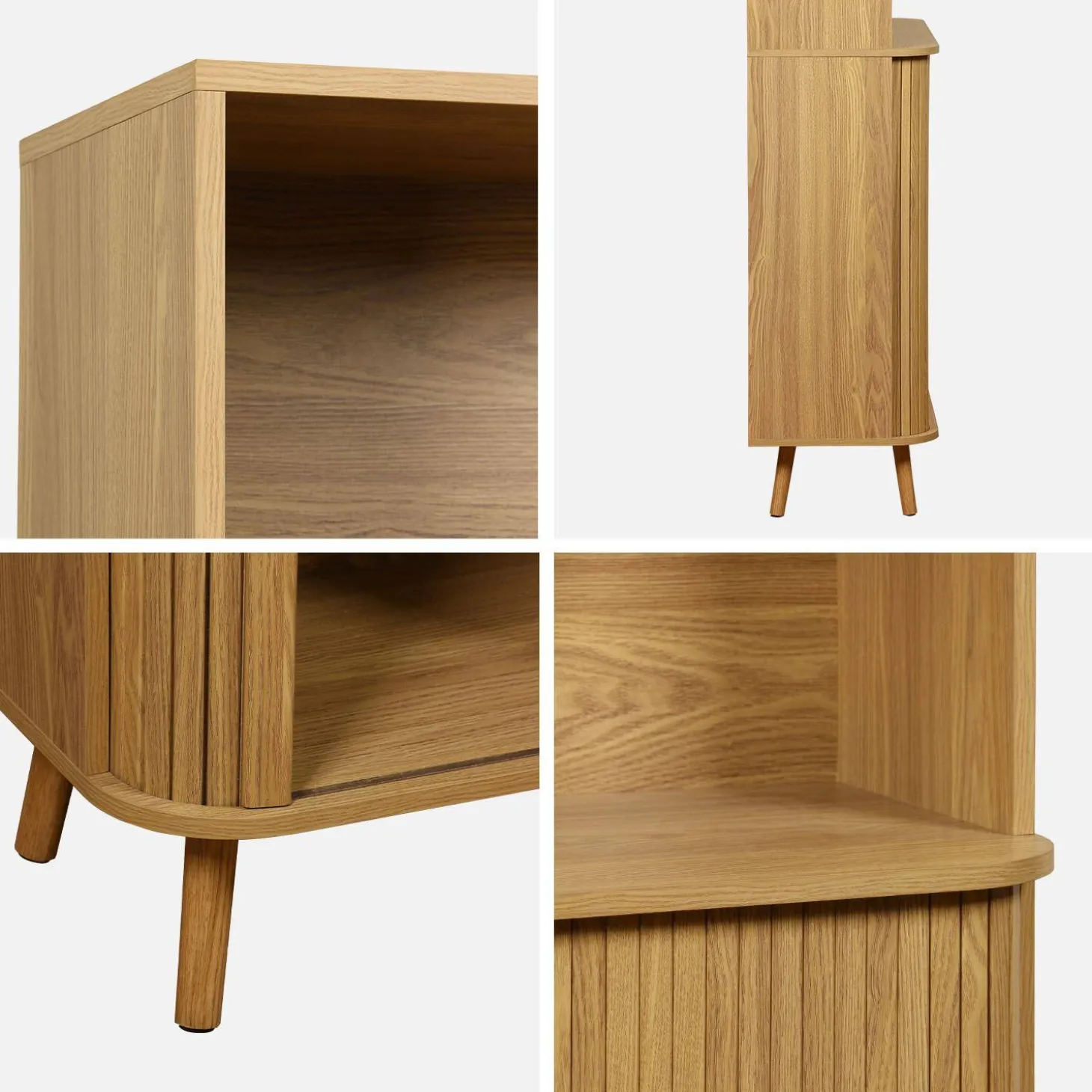 Estantería escandinavo, 2 puertas correderas, 4 niveles