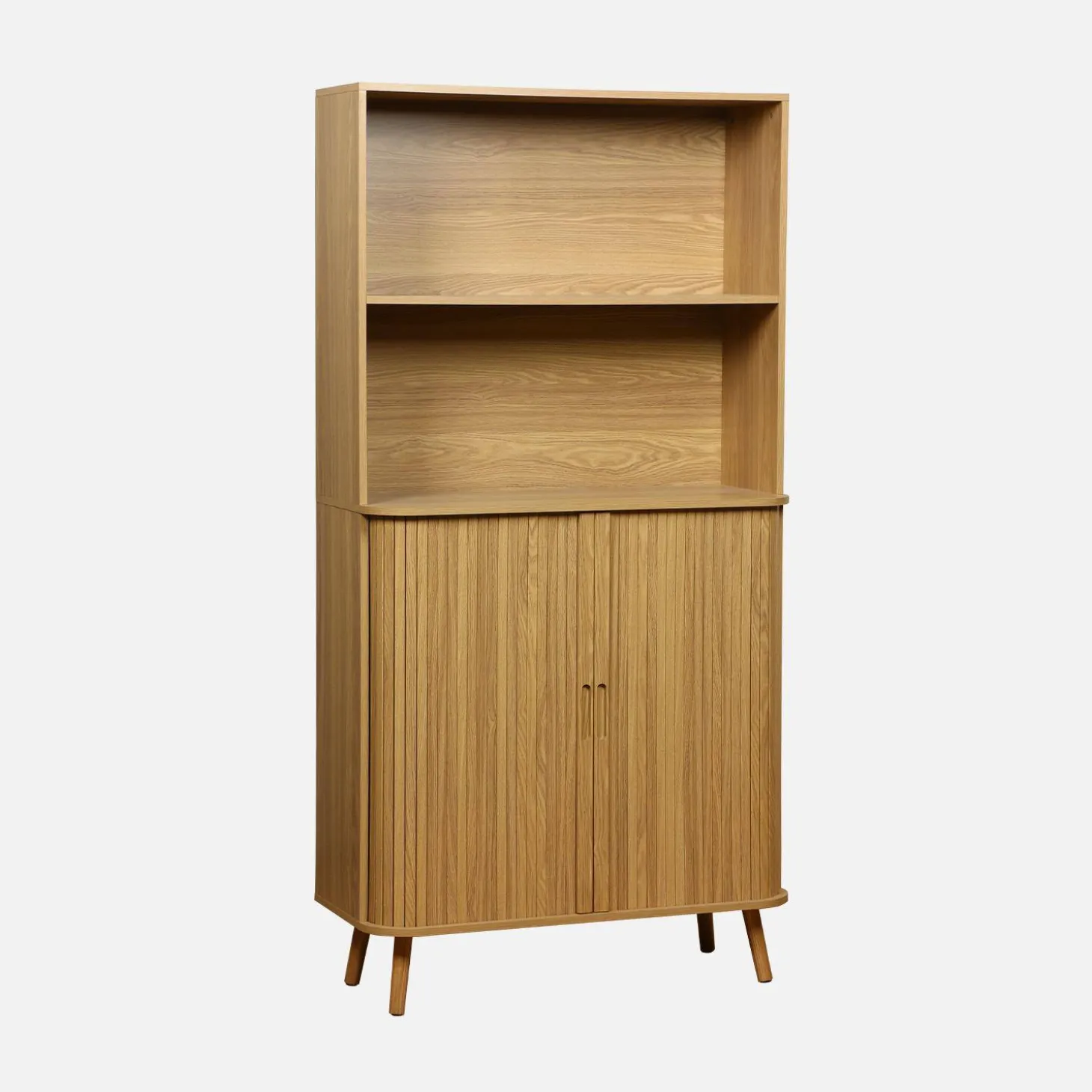 Estantería escandinavo, 2 puertas correderas, 4 niveles