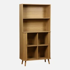 Estantería escandinavo, 2 puertas correderas, 4 niveles