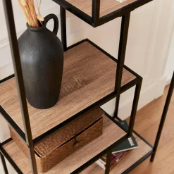 Estantería industrial de metal efecto madera, 6 niveles