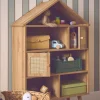 Estantería infantil efecto madera y caña con 2 puertas