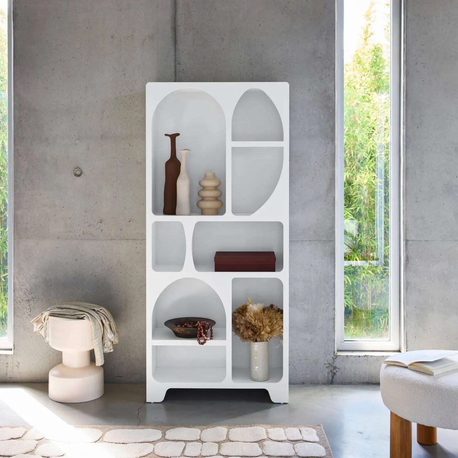 Estantería orgánica de efecto madera con 8 compartimentos