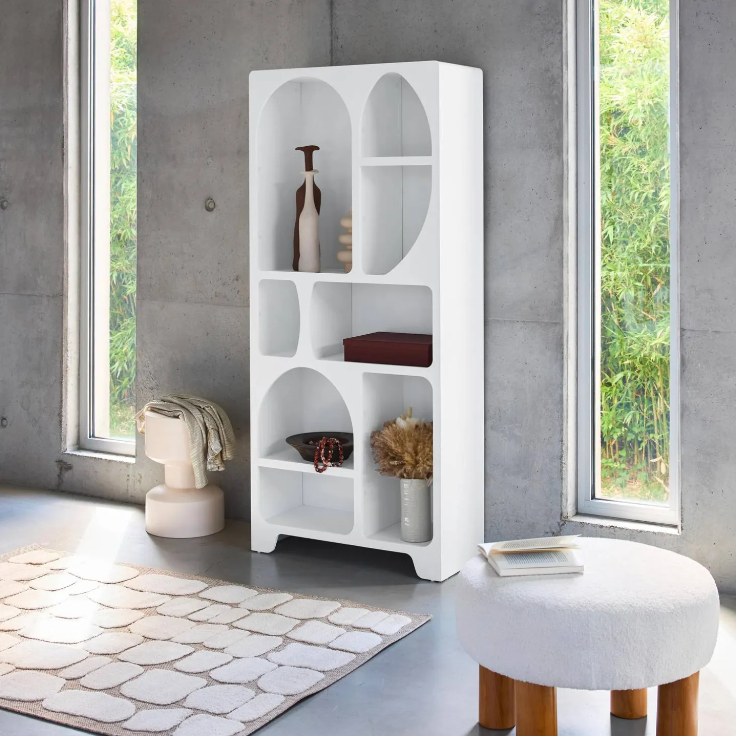 Estantería orgánica de efecto madera con 8 compartimentos
