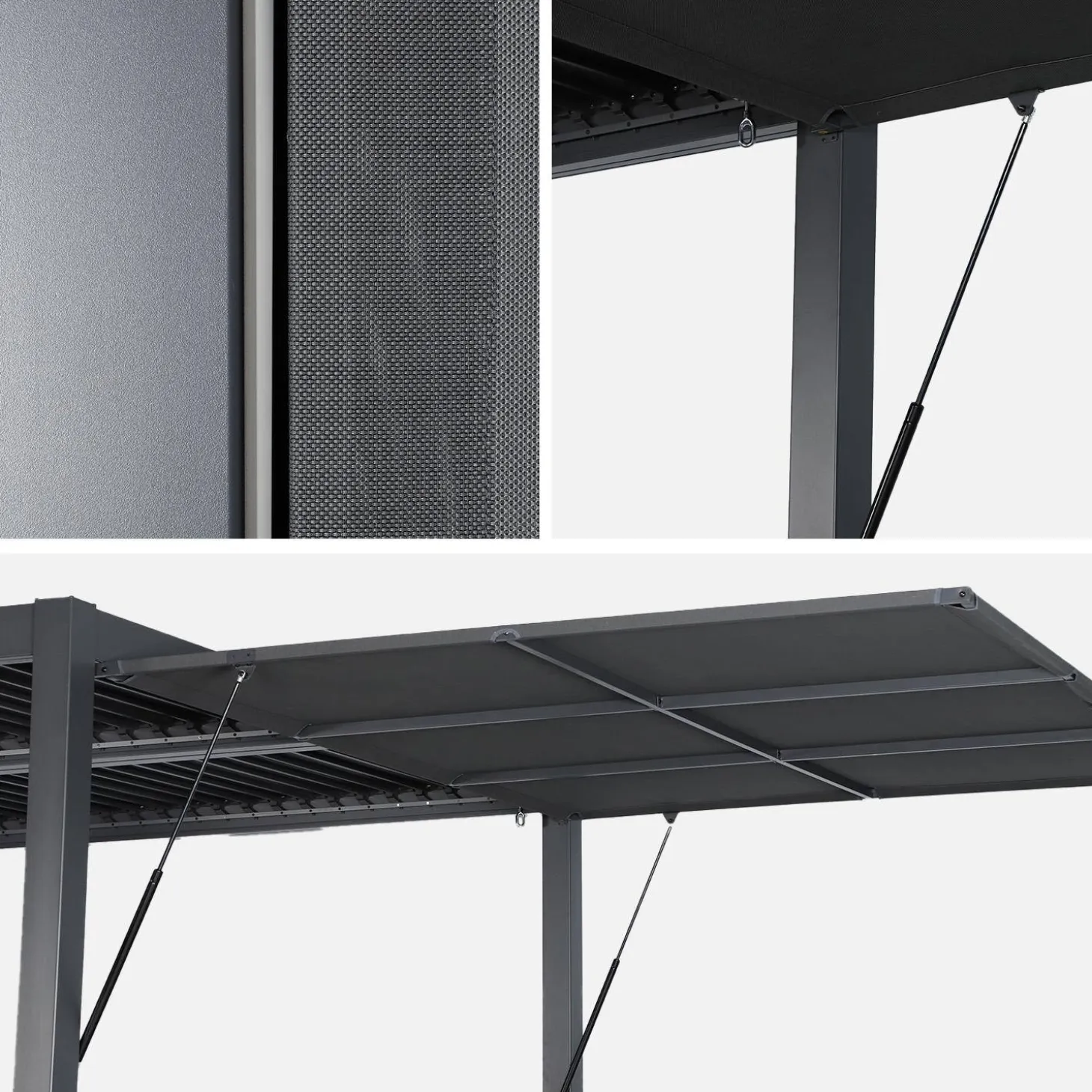 Estor lateral abatible de aluminio y textileno para pérgola bioclimática, 3m