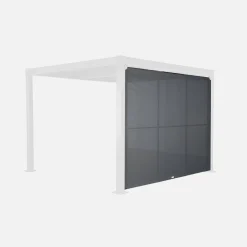 Estor lateral abatible de aluminio y textileno para pérgola bioclimática, 3m