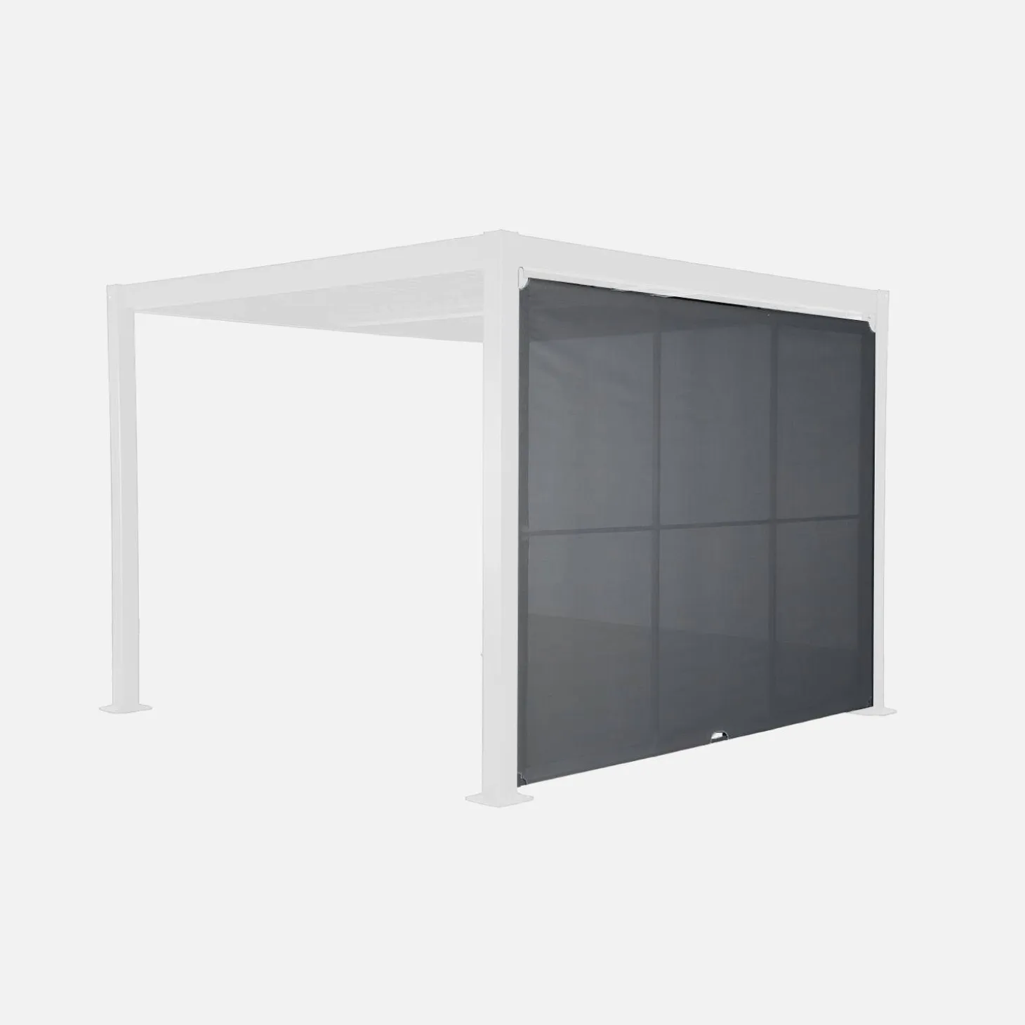 Estor lateral abatible de aluminio y textileno para pérgola bioclimática, 3m