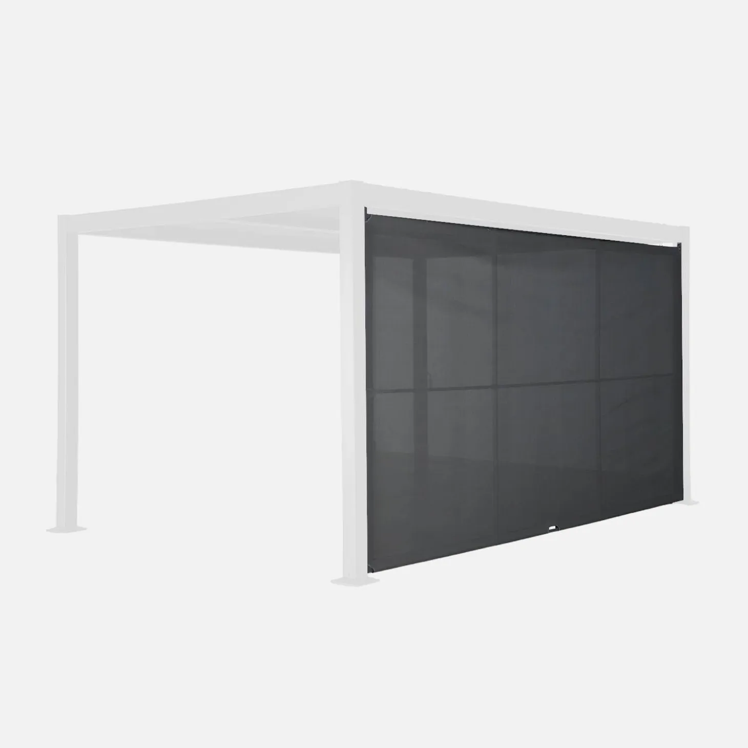 Estor lateral abatible de aluminio y textileno para pérgola bioclimática, 4m