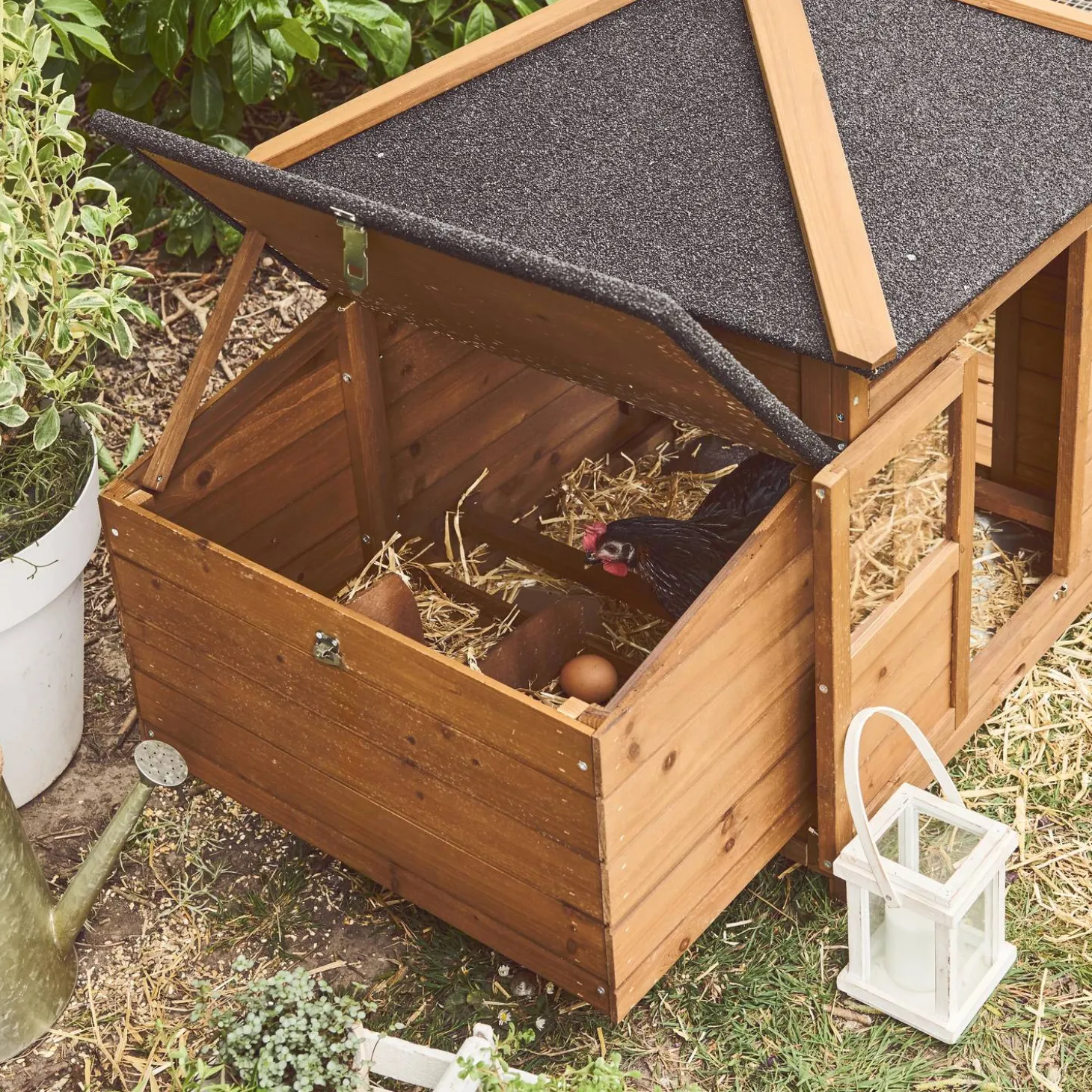 Gallinero de madera con corral para 2 gallinas