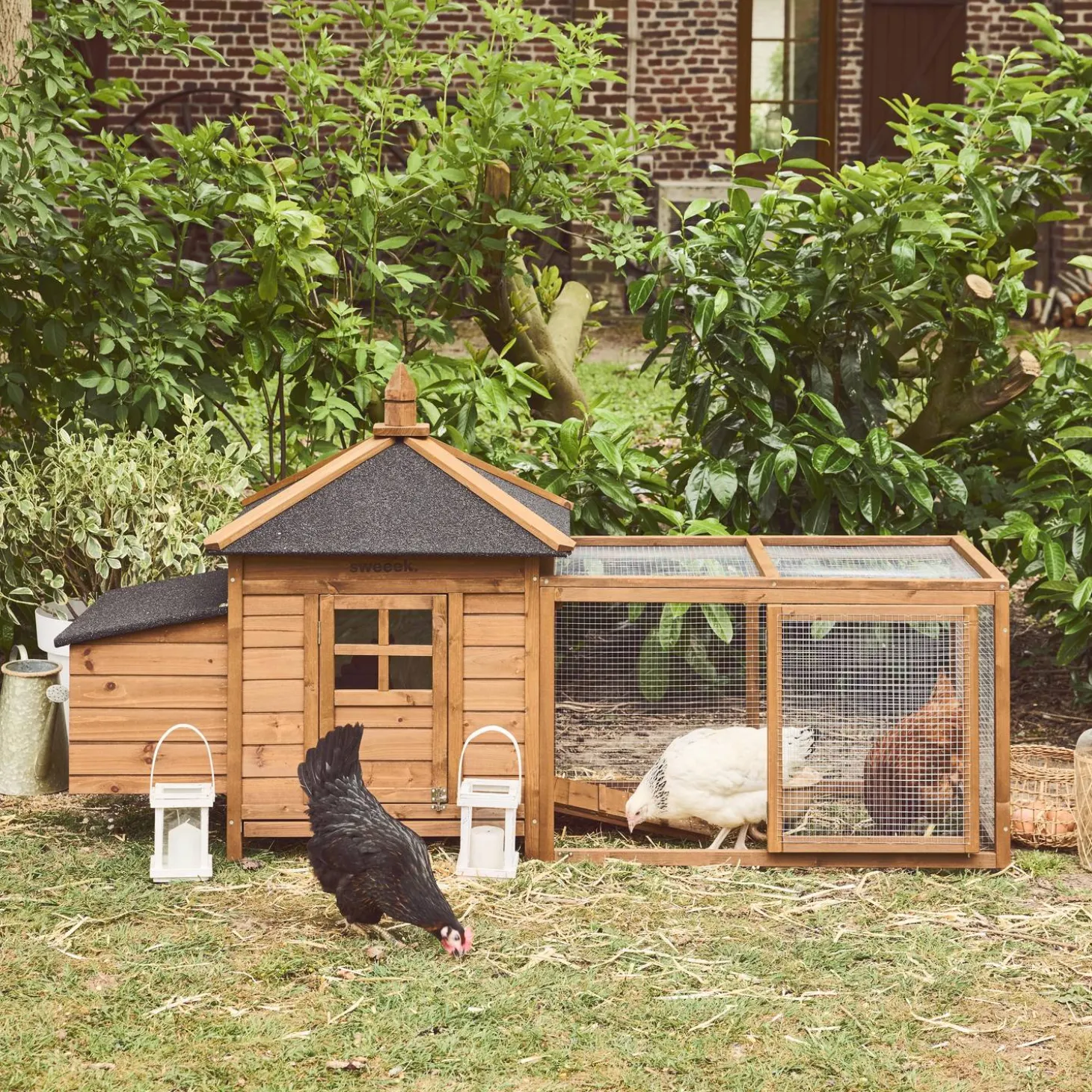 Gallinero de madera con corral para 2 gallinas