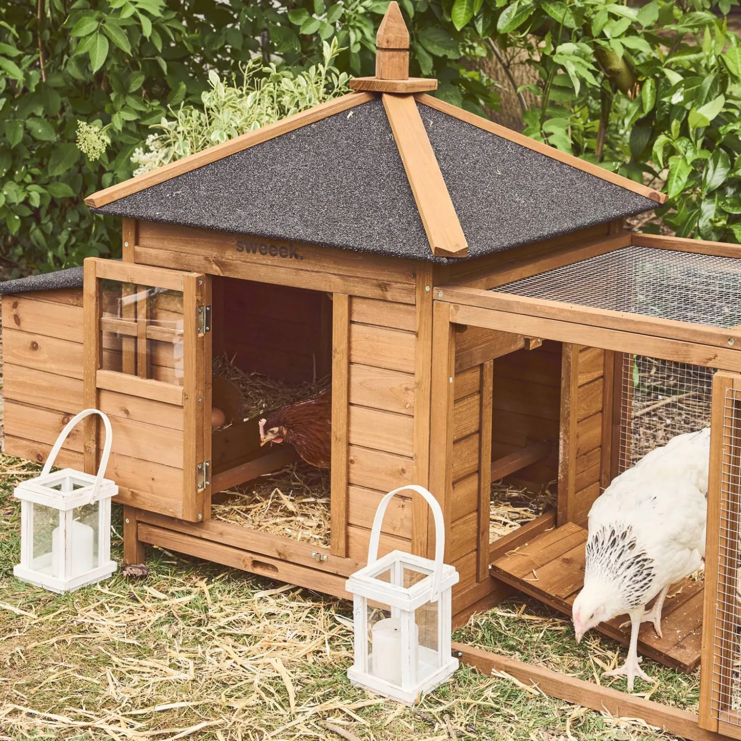 Gallinero de madera con corral para 2 gallinas