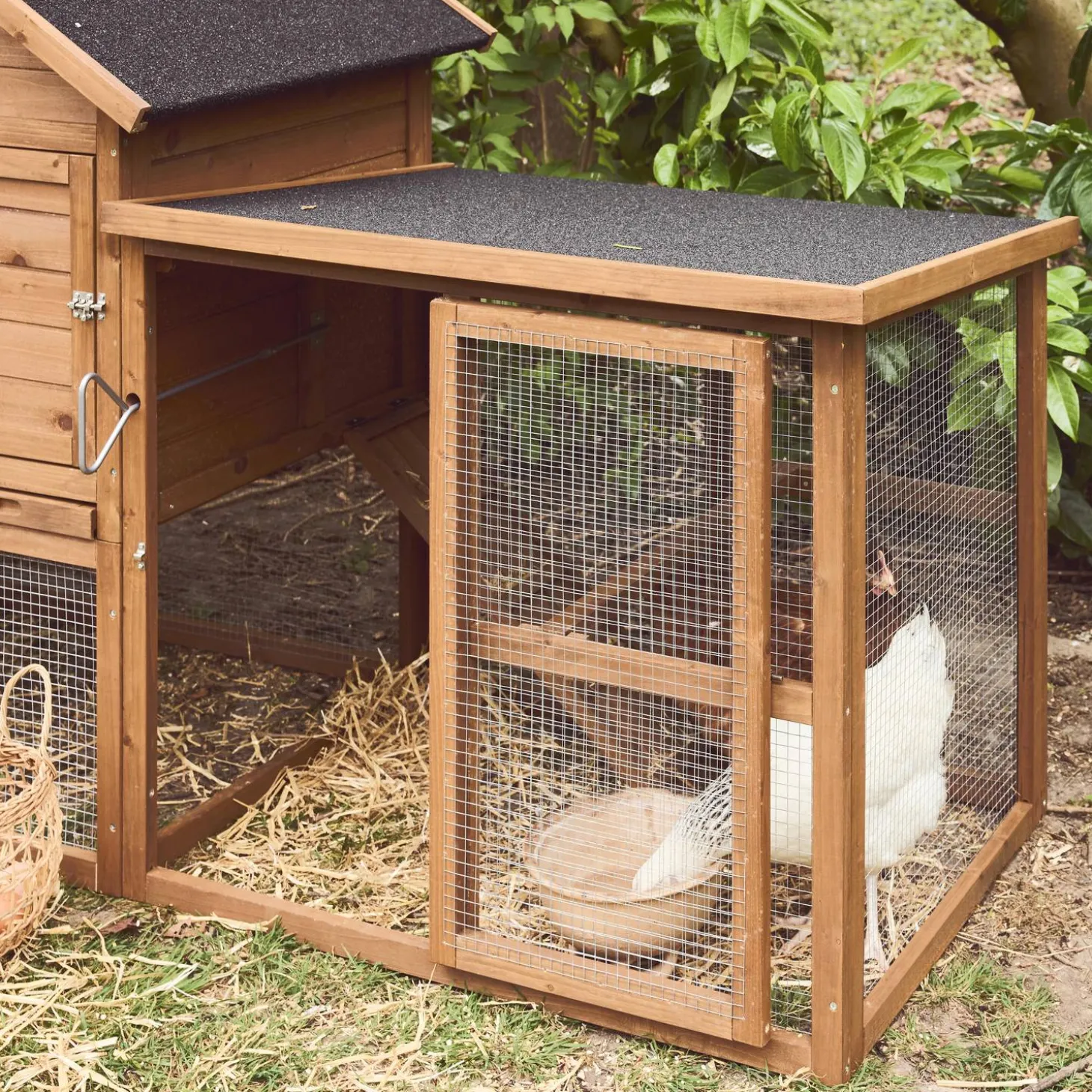 Gallinero de madera con corral para 4 gallinas