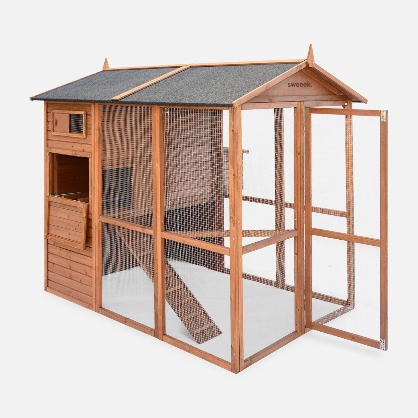 Gallinero de madera con corral para 6 a 8 gallinas