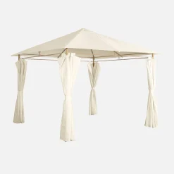 Gazebo de jardín con cortinas 3x3m