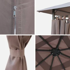 Gazebo de jardín con cortinas 3x3m