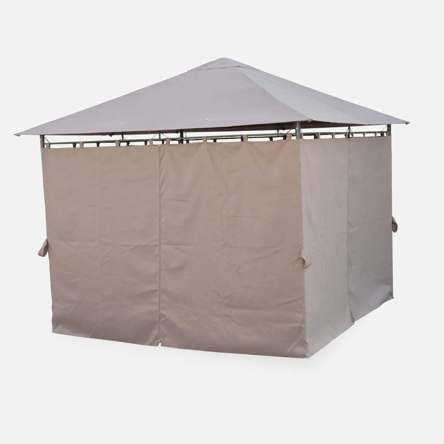 Gazebo de jardín con cortinas 3x3m