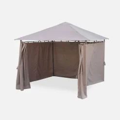 Gazebo de jardín con cortinas 3x3m