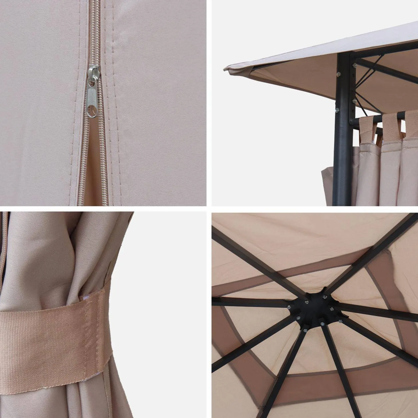 Gazebo de jardín con cortinas 3x3m