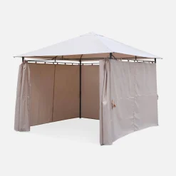 Gazebo de jardín con cortinas 3x3m
