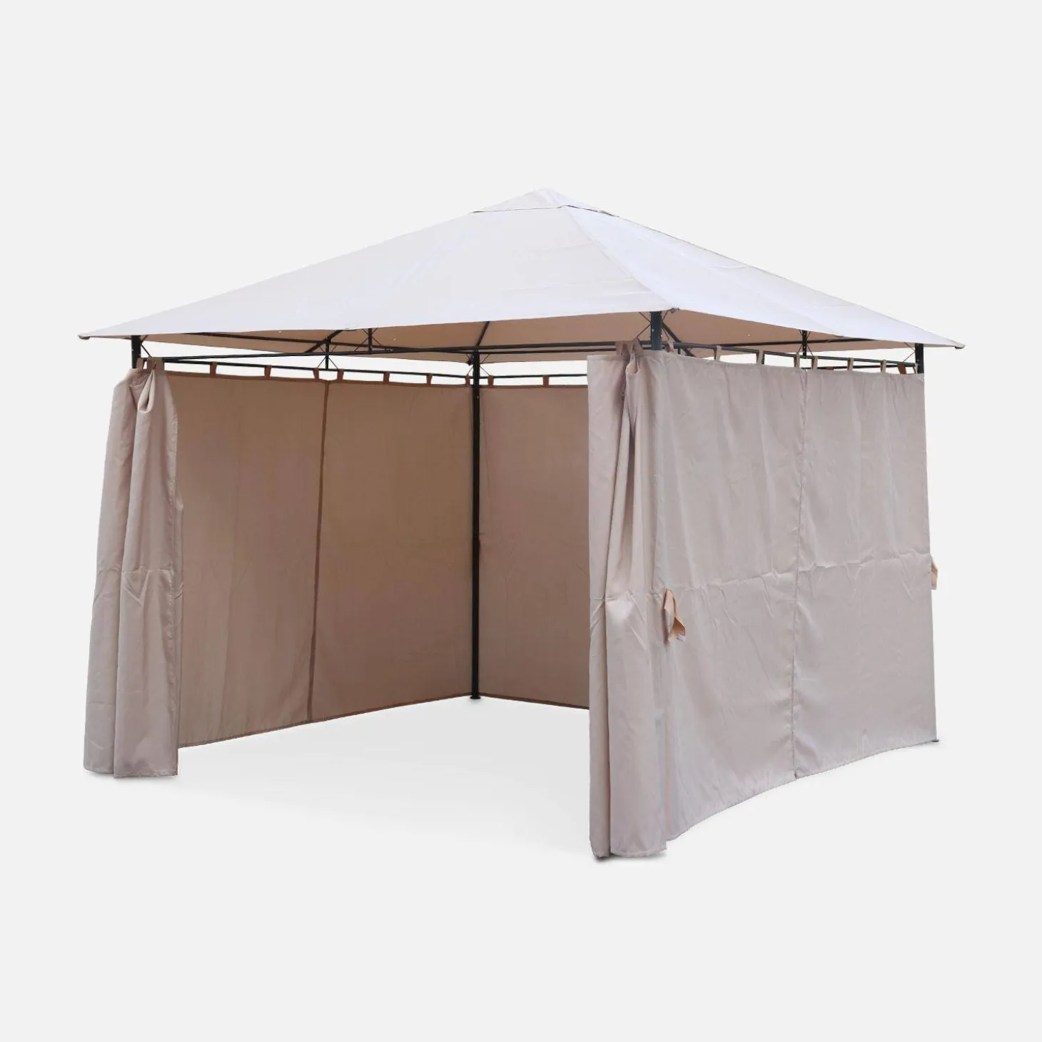 Gazebo de jardín con cortinas 3x3m