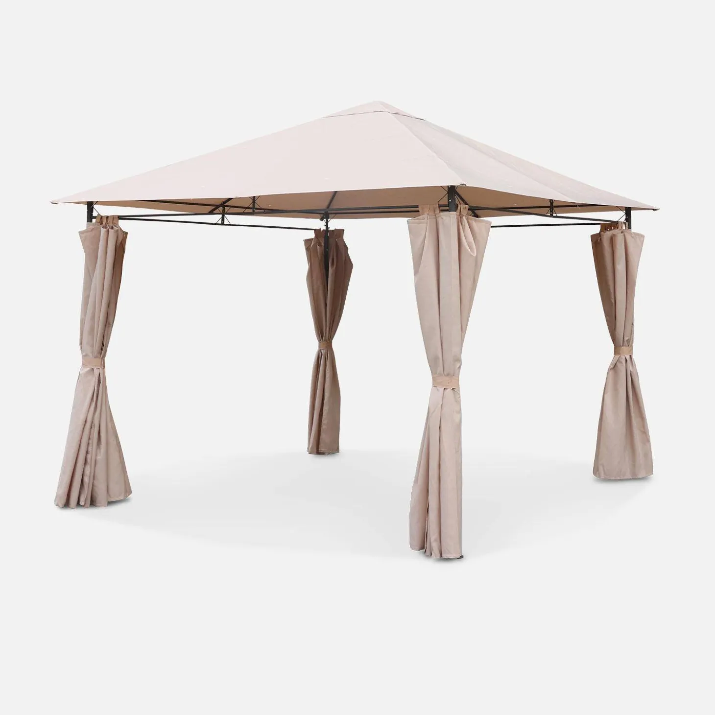 Gazebo de jardín con cortinas 3x3m