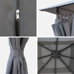Gazebo de jardín con cortinas 3x3m