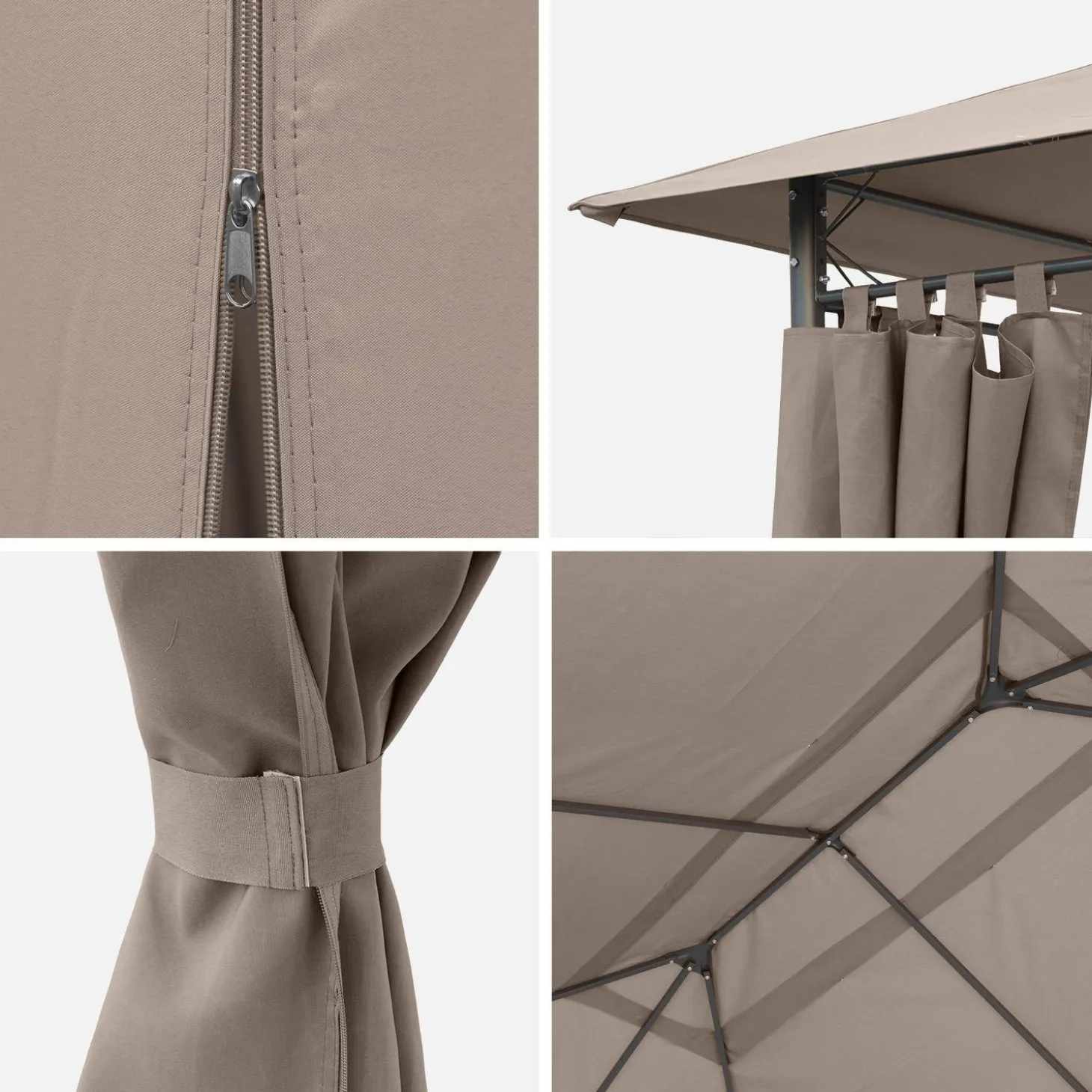 Gazebo de jardín 3x4m con cortinas