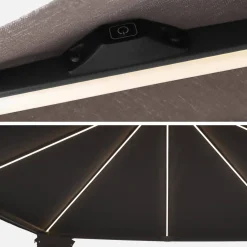 Gazebo de jardín 3x4m de aluminio efecto madera con cortinas y led