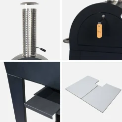 Horno de pizza exterior con mesa