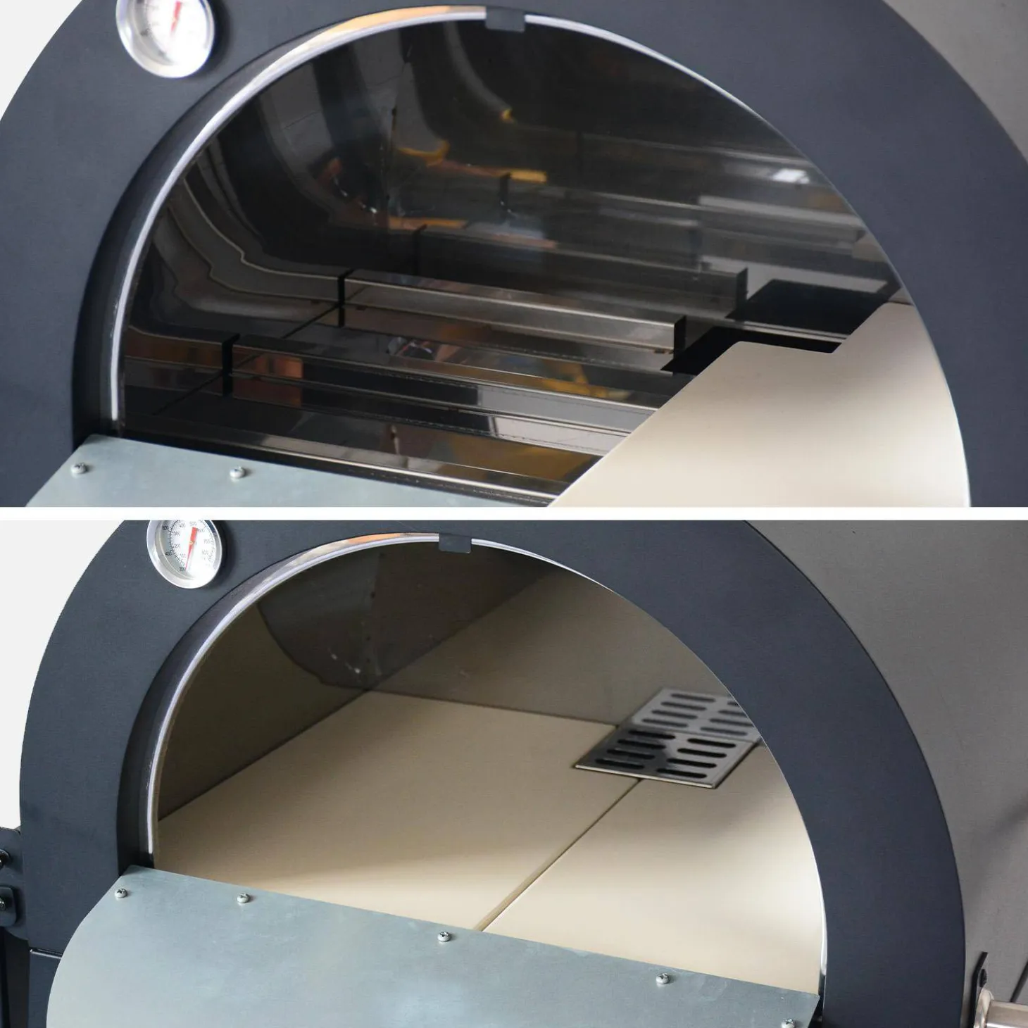 Horno de pizza exterior con mesa