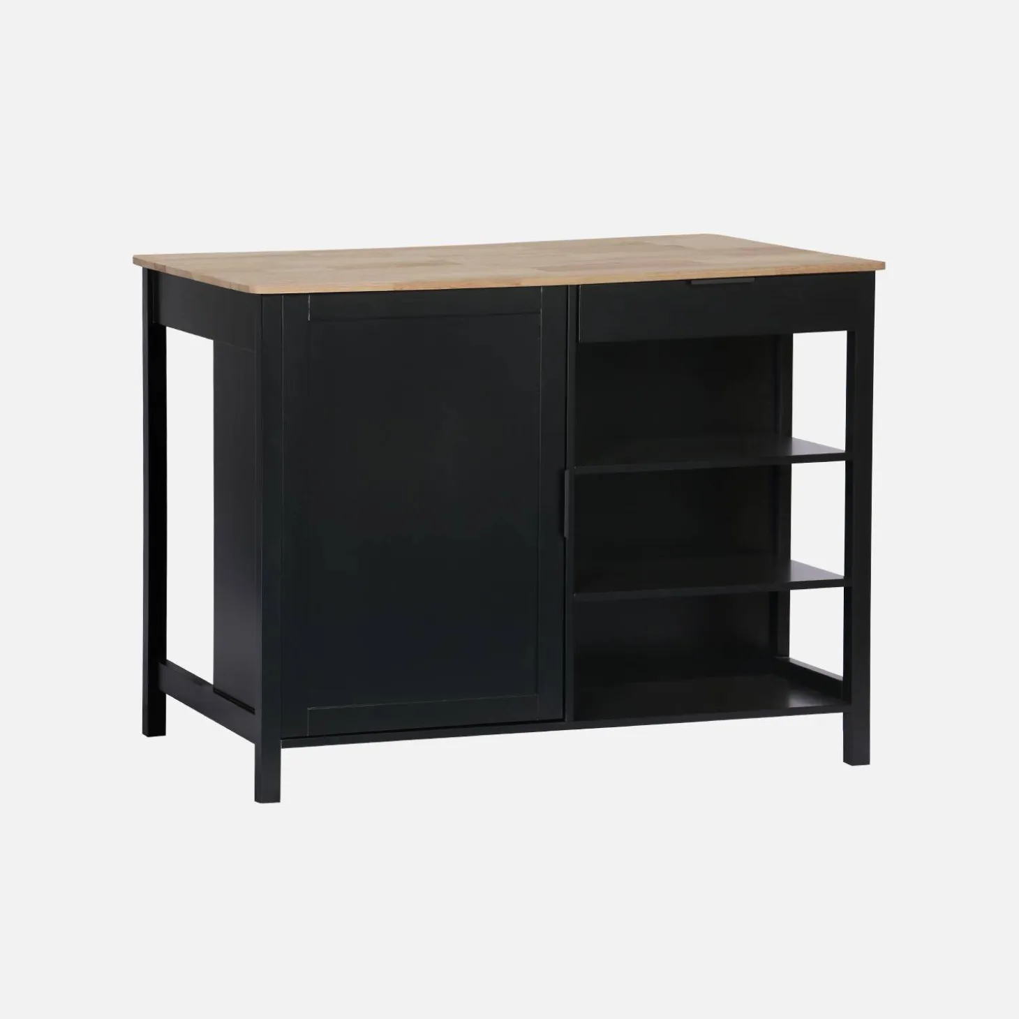 Isla de cocina con 5 estantes, 1 puerta, y 1 cajón
