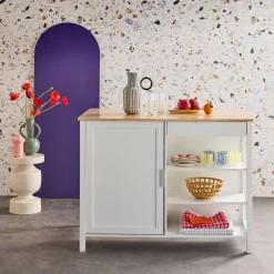 Isla de cocina con 5 estantes, 1 puerta, y 1 cajón
