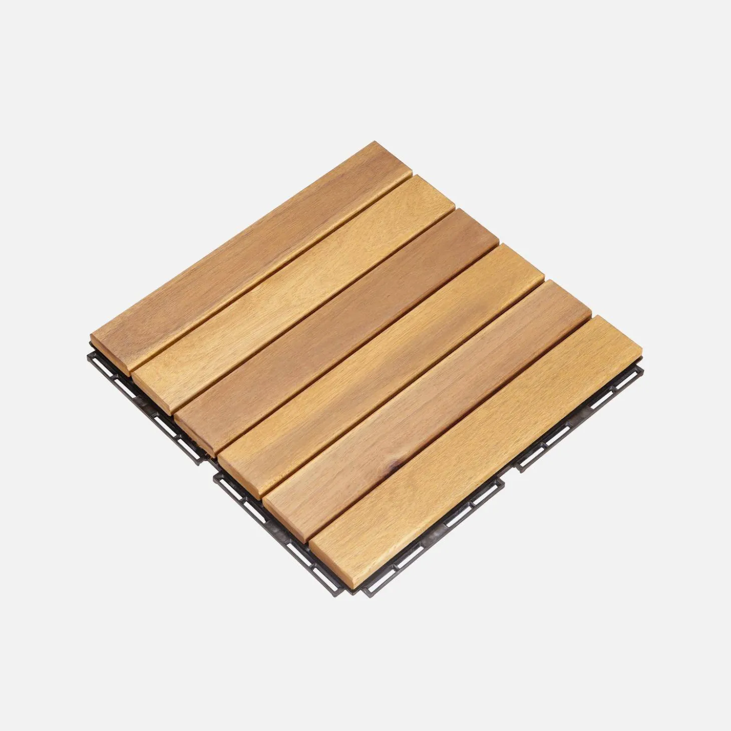 Juego de baldosas de madera para terraza de 30 x 30 cm, diseño lineal