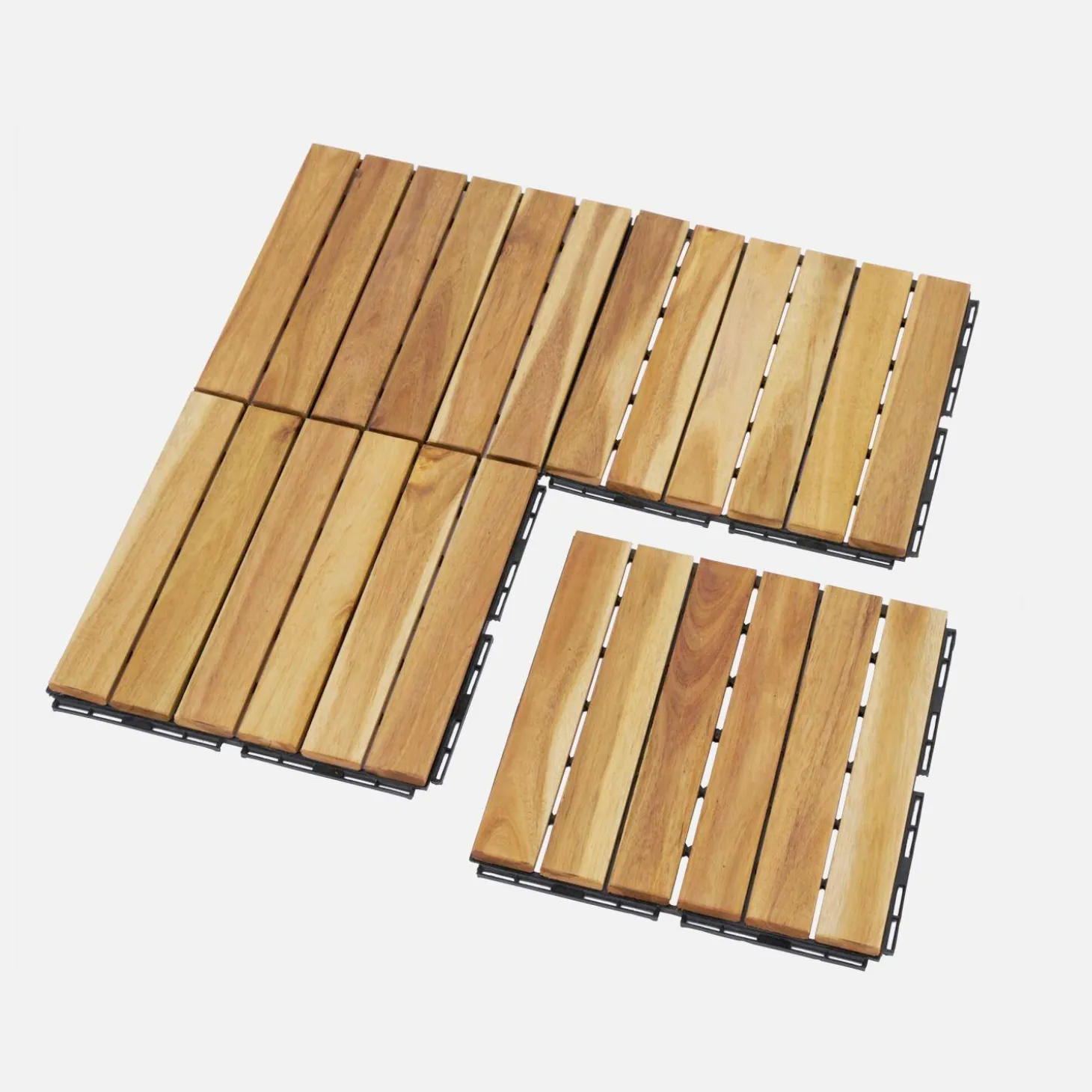 Juego de baldosas de madera para terraza de 30 x 30 cm, diseño lineal