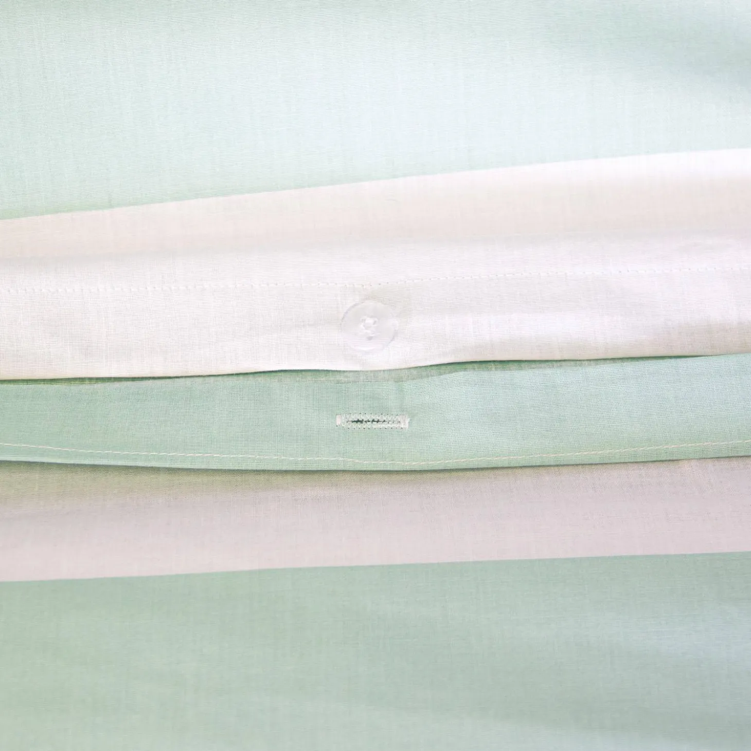 Juego de cama de algodón con estampado de rayas, 2 plazas, blanco y verde